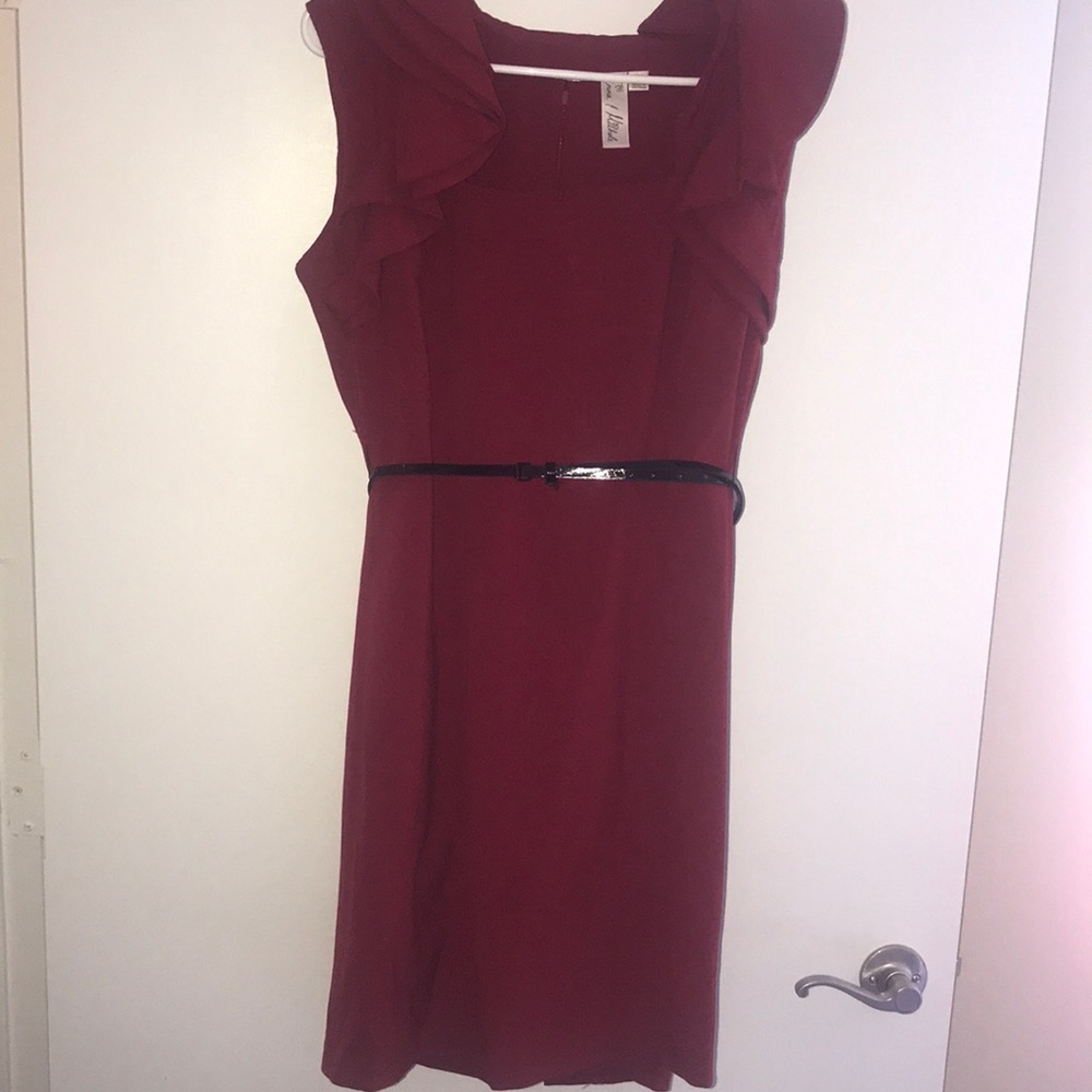 Bright red midi dress